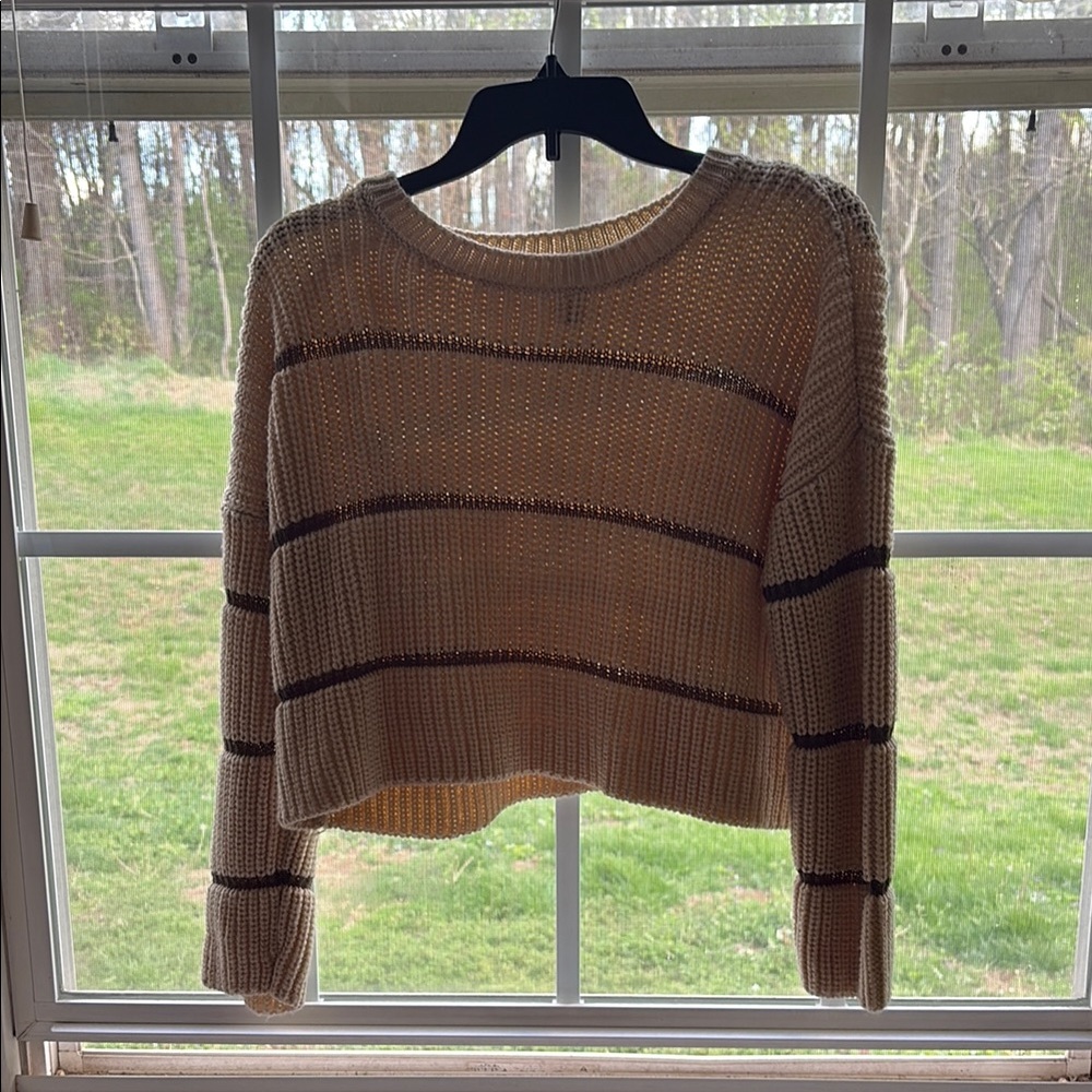 Striped Cream and Brown Women's Sweater